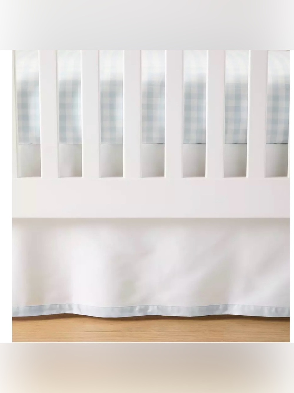 Serena & Lily- Borderline Crib Skirt Sky/Light Blue Trim